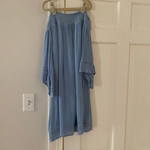 Blue long sleeve off the shoulder dress